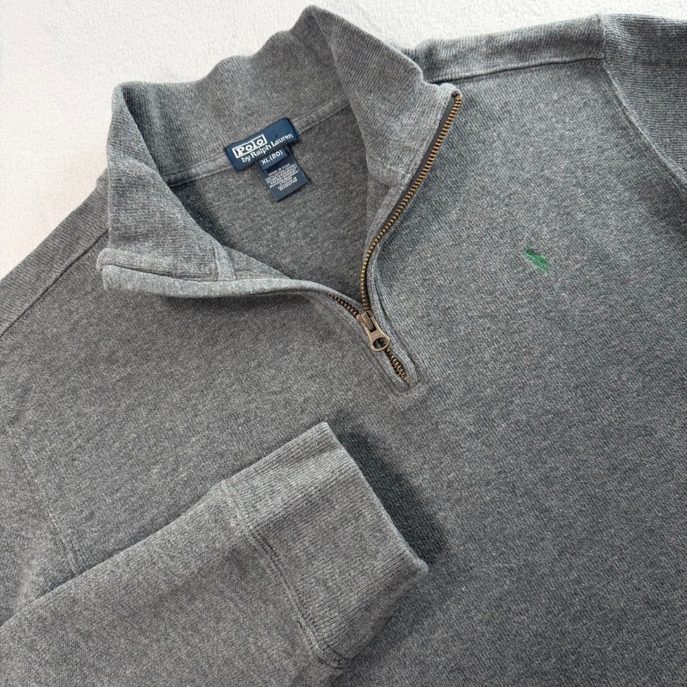 Polo Ralph Lauren Pullover Boys XL 20 Gray Quarter Zip Cotton Fall Sweater
